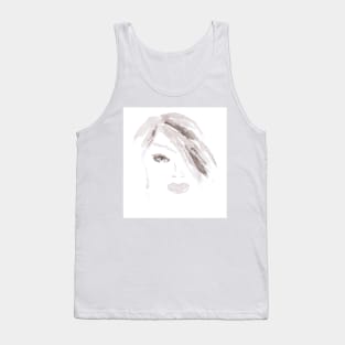 Woman face, portrait. Watercolor, art decoration, sketch. Illustration hand drawn modern painting Tank Top